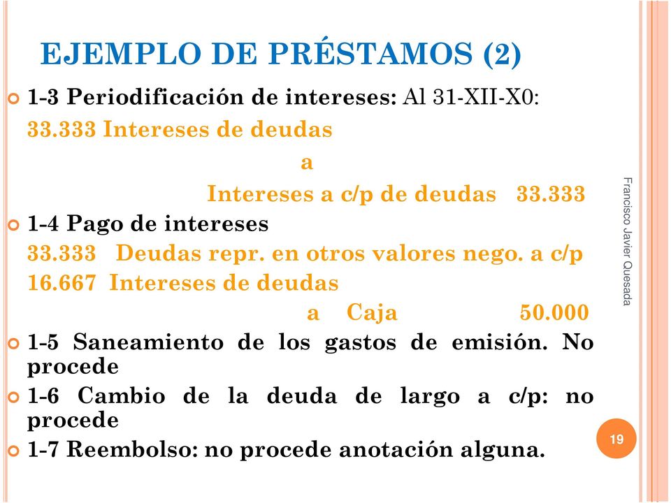 333 Deudas repr. en otros valores nego. a c/p 16.667 Intereses de deudas a Caja 50.