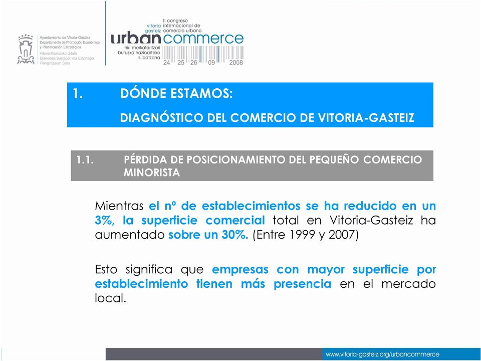 superficie comercial total en Vitoria-Gasteiz ha aumentado sobre un 30%.