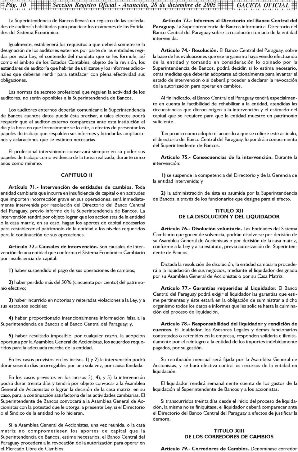 10 Sección Registro Oficial - Asunción, 28 de diciembre de 2005 GACETA OFICIAL 67890678906789012678906789067890126789067890678901267890678906789