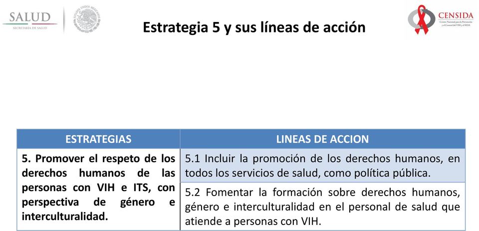 interculturalidad. LINEAS DE ACCION 5.