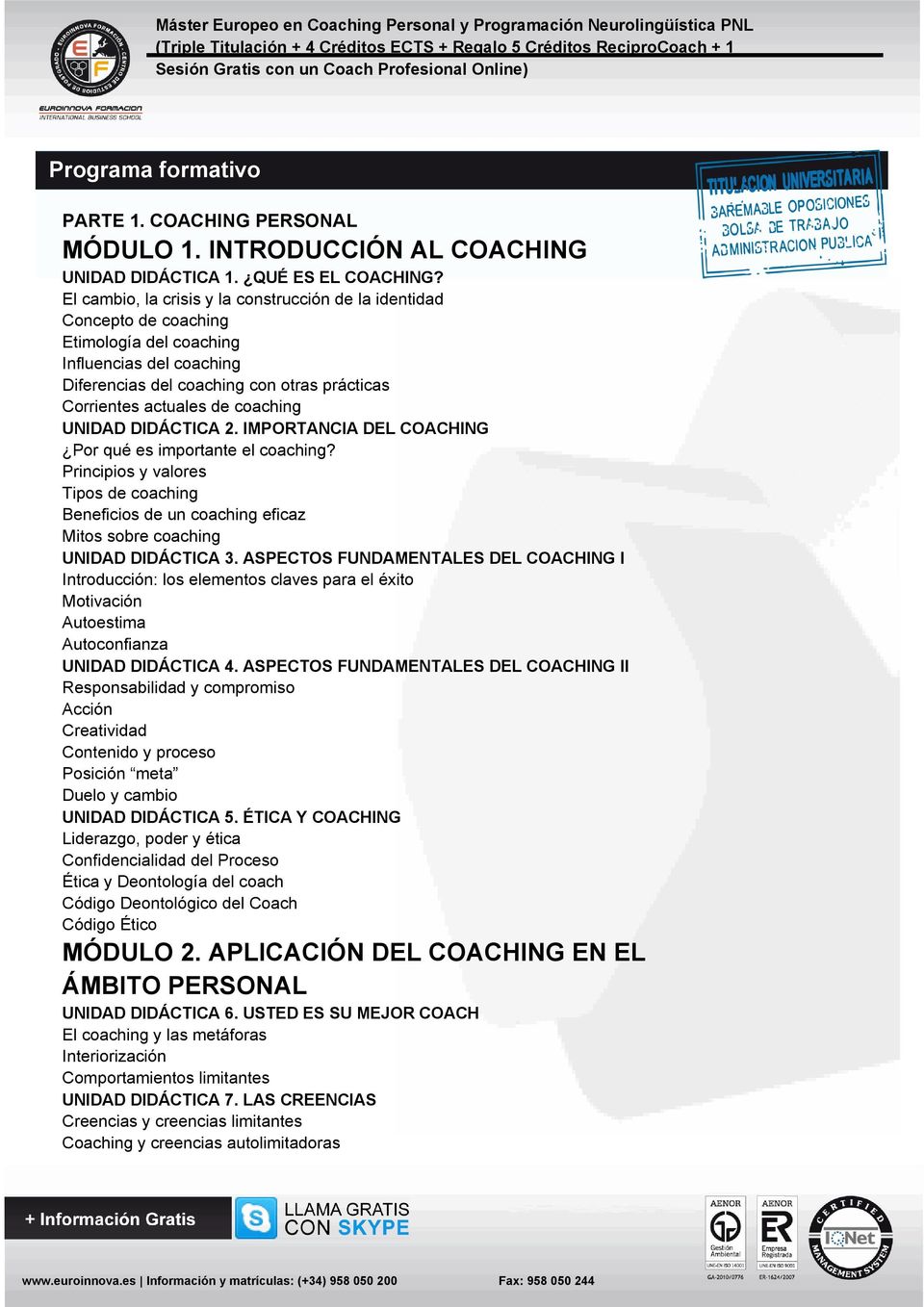 coaching UNIDAD DIDÁCTICA 2. IMPORTANCIA DEL COACHING Por qué es importante el coaching?