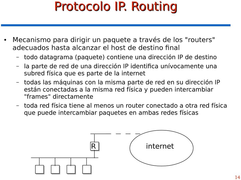 contiene una dirección IP de destino la parte de red de una dirección IP identifica unívocamente una subred física que es parte de la internet