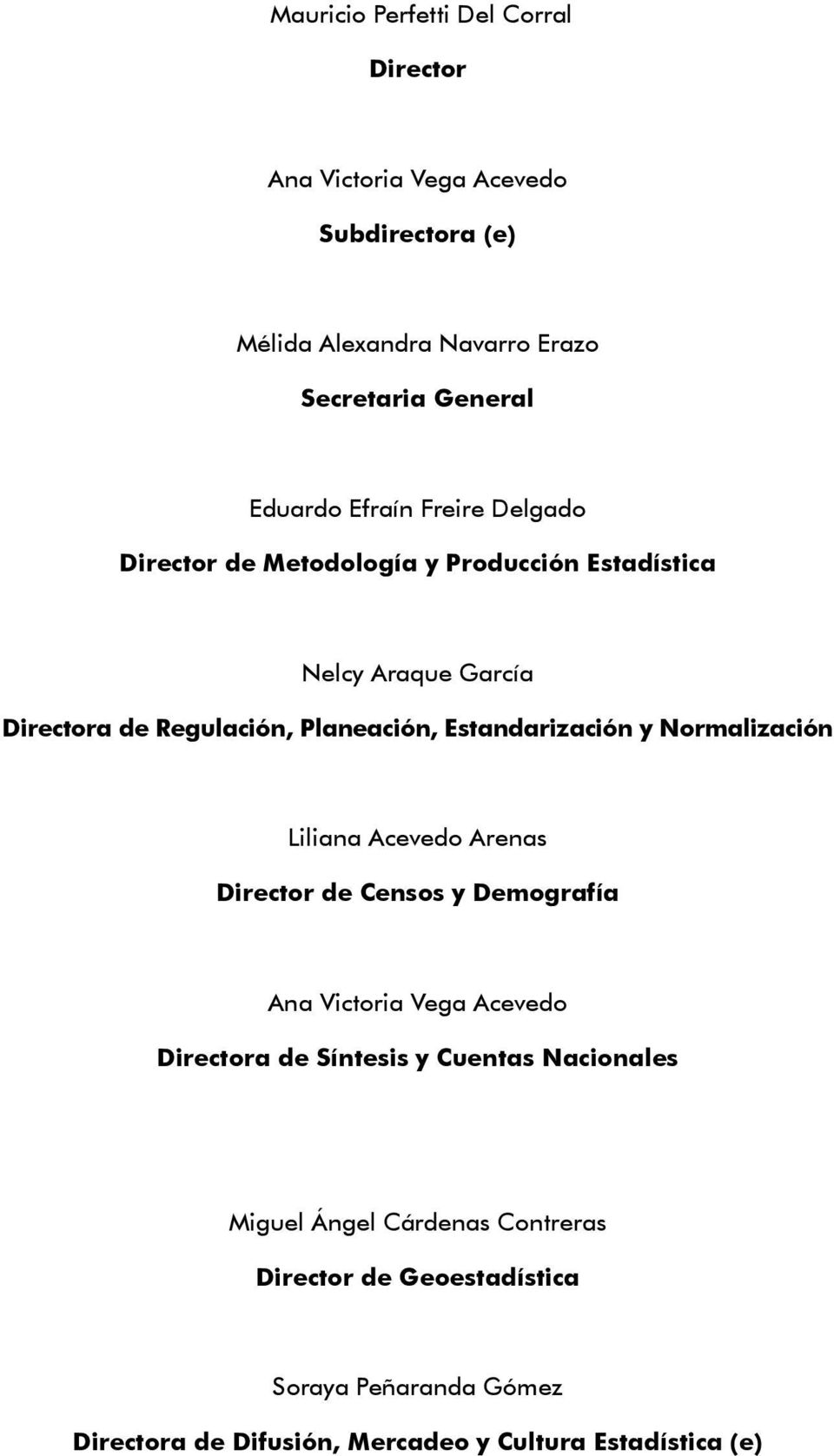 Estandarización y Normalización Liliana Acevedo Arenas Director de Censos y Demografía Ana Victoria Vega Acevedo Directora de Síntesis y