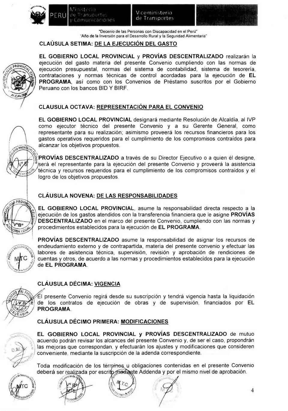 Convenios de Préstamo suscritos por el Gobierno Peruano con los bancos BID Y BIRF.