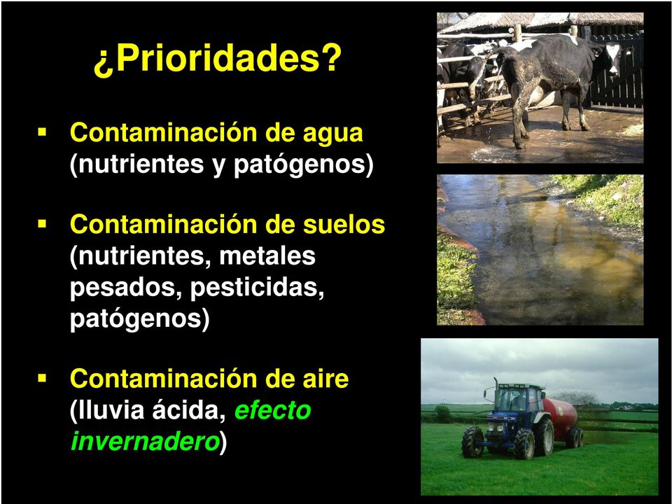 Contaminación de suelos (nutrientes, metales