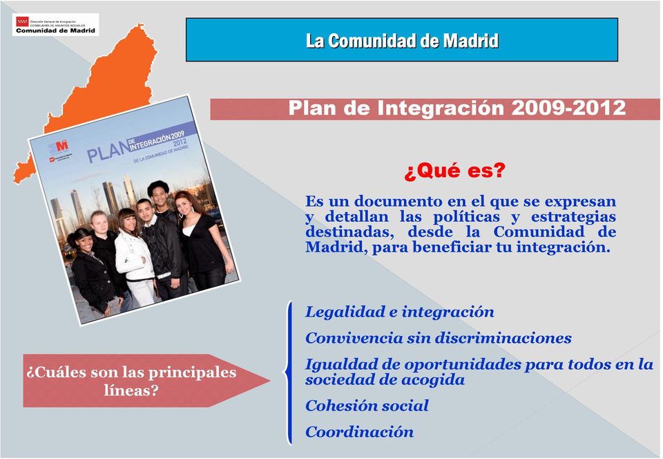 Comunidad de Madrid, para beneficiar tu integración. Cuáles son las principales líneas?