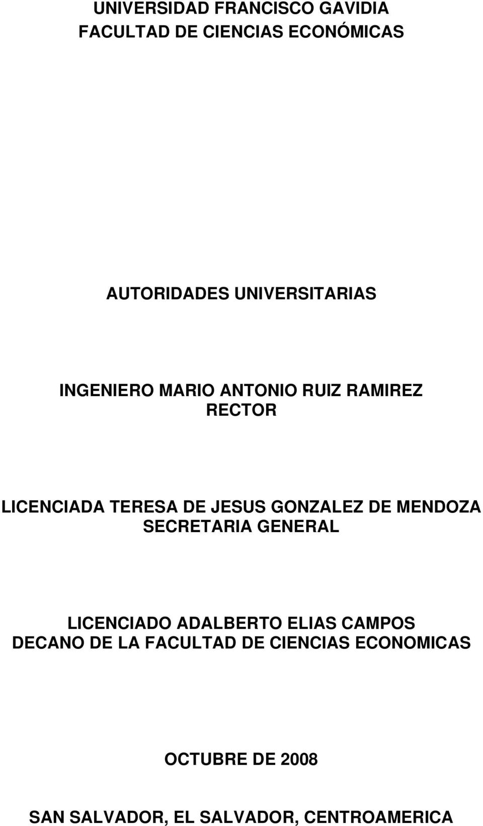 JESUS GONZALEZ DE MENDOZA SECRETARIA GENERAL LICENCIADO ADALBERTO ELIAS CAMPOS