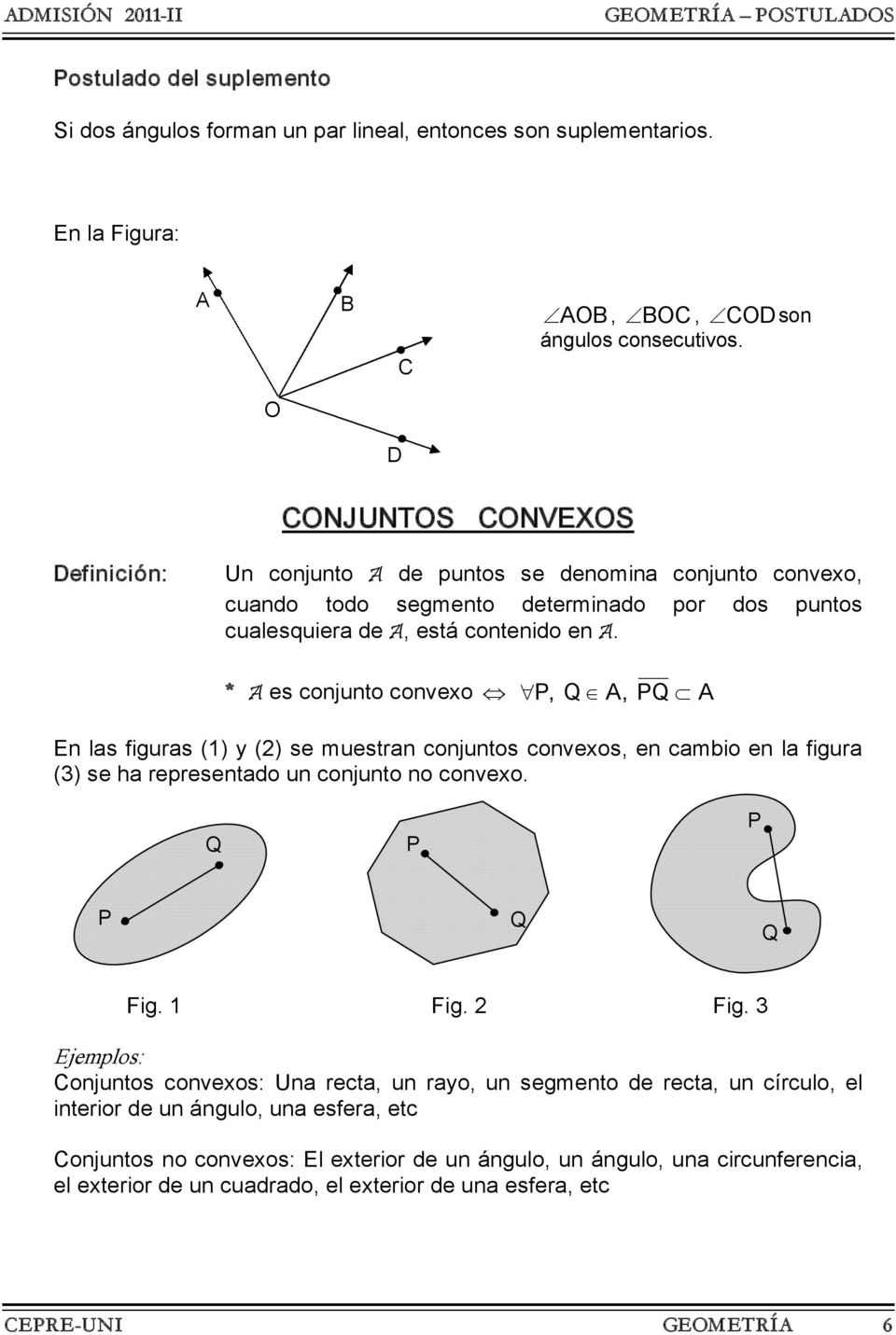 * es conjunto convexo,, En las figuas (1) y () se muestan conjuntos convexos, en cambio en la figua (3) se ha epesentado un conjunto no convexo. Fig.
