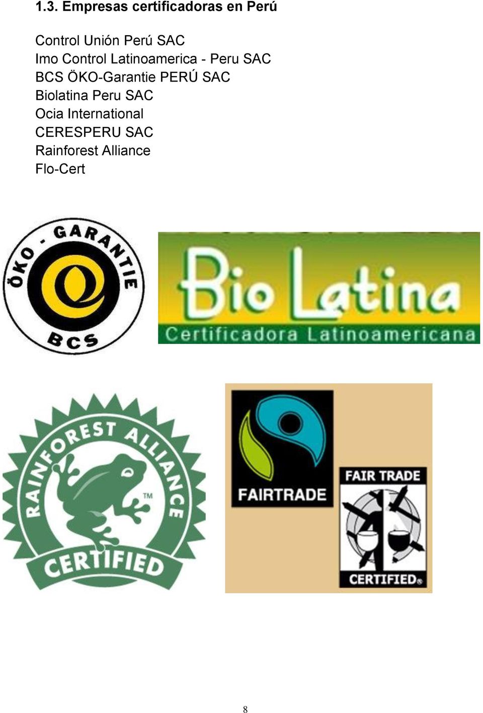 ÖKO-Garantie PERÚ SAC Biolatina Peru SAC Ocia