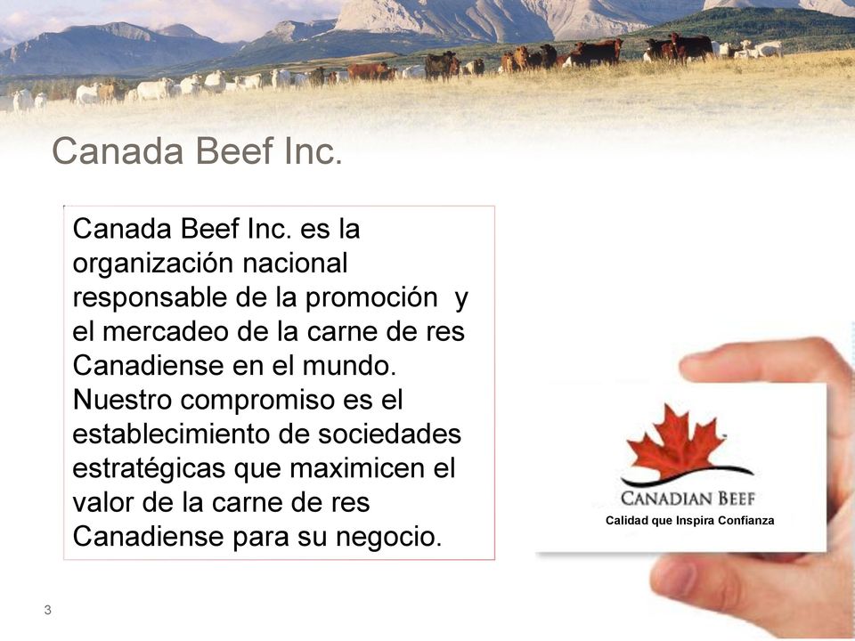 carne de res Canadiense en el mundo.