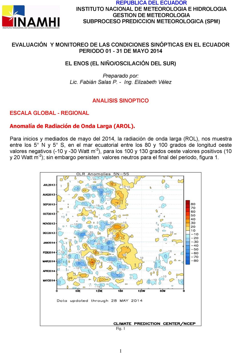 Elizabeth Vélez ESCALA GLOBAL - REGIONAL ANALISIS SINOPTICO Anomalía de Radiación de Onda Larga (AROL).