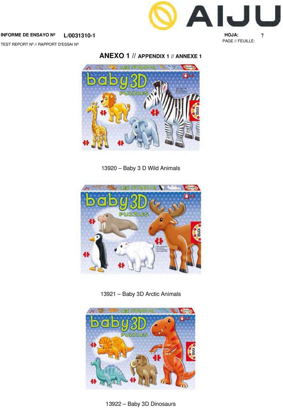 13920 Baby 3 D Wild Animals 13921 Baby