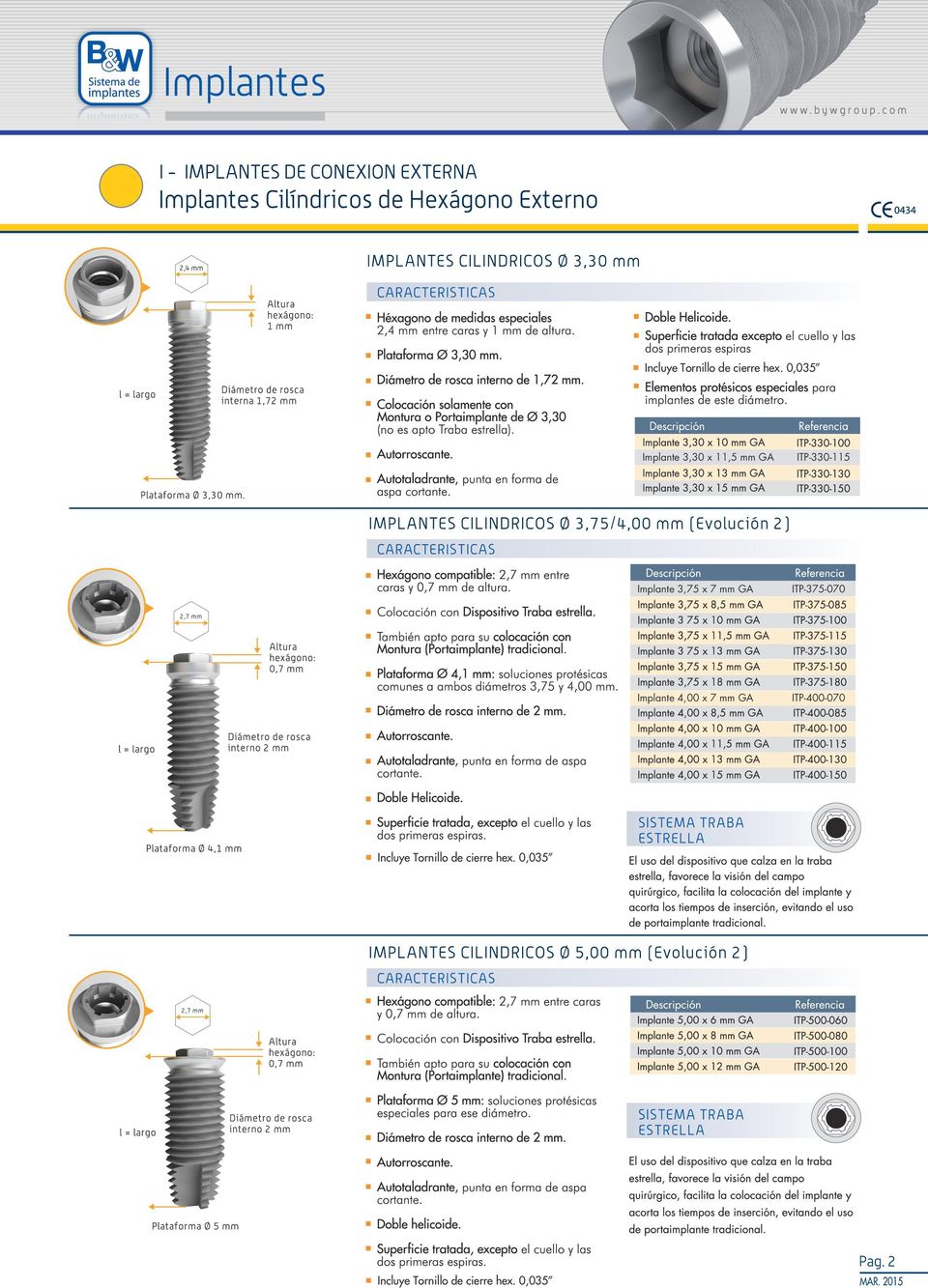 3,75 x 7 mm GA ITP-375-070 Implante 4,00 x 7 mm GA