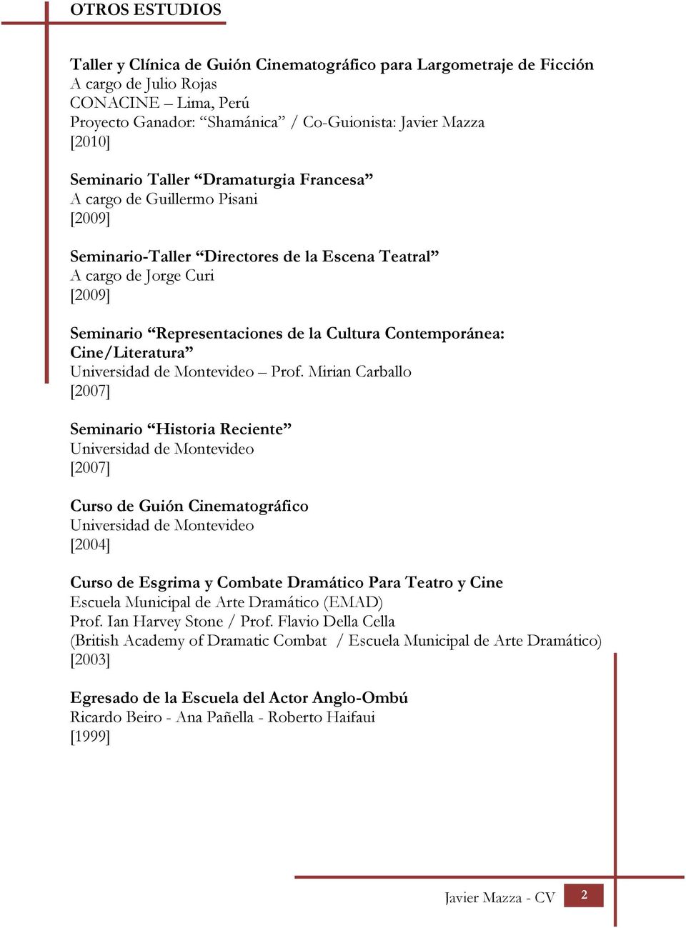 Contemporánea: Cine/Literatura Universidad de Montevideo Prof.