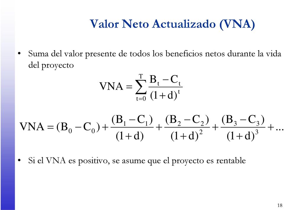 (B1 C1) (B2 C ) (B3 C3) VNA = (B C ) 2 0 + + + 2 3 (1 + d) (1 + d) (1 +