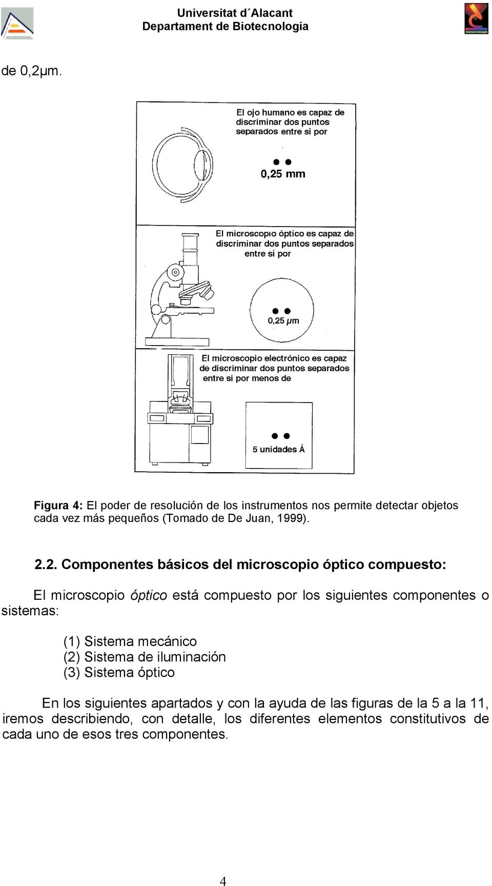 2. Componentes básicos del microscopio óptico compuesto: El microscopio óptico está compuesto por los siguientes componentes o