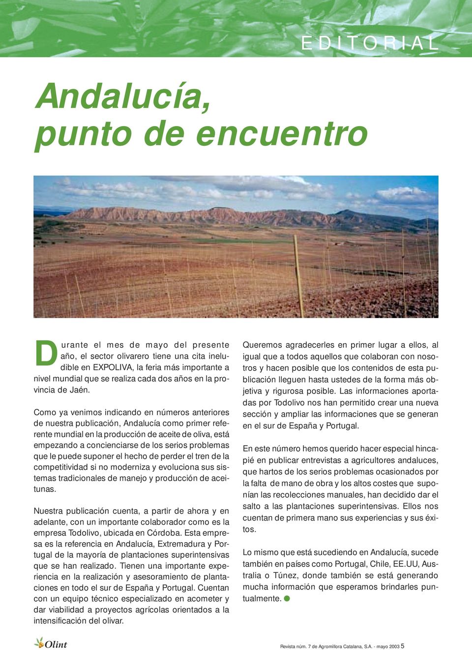 Como ya venimos indicando en números anteriores de nuestra publicación, Andalucía como primer referente mundial en la producción de aceite de oliva, está empezando a concienciarse de los serios