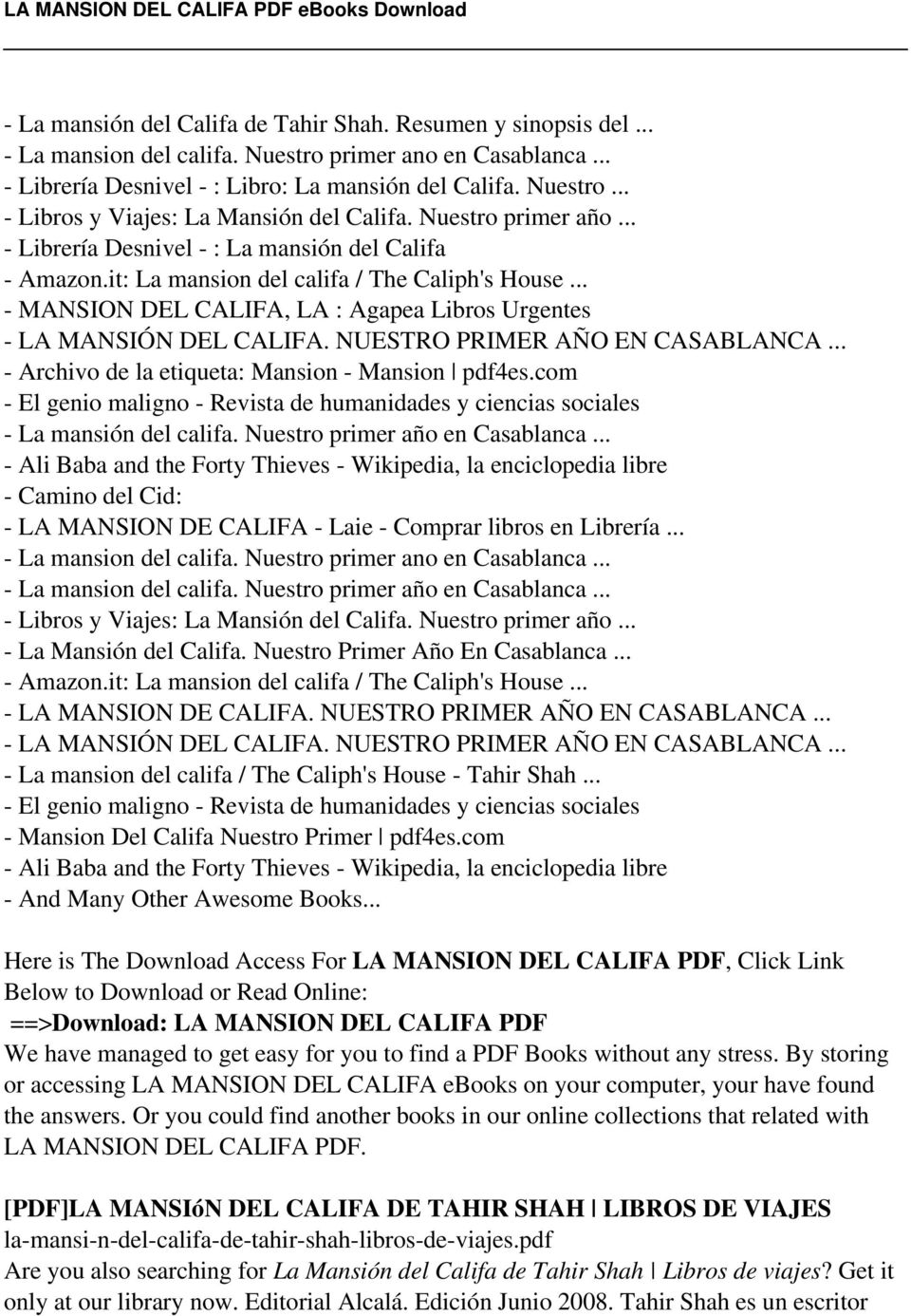 it: La mansion del califa / The Caliph's House - MANSION DEL CALIFA, LA : Agapea Libros Urgentes - LA MANSIÓN DEL CALIFA.