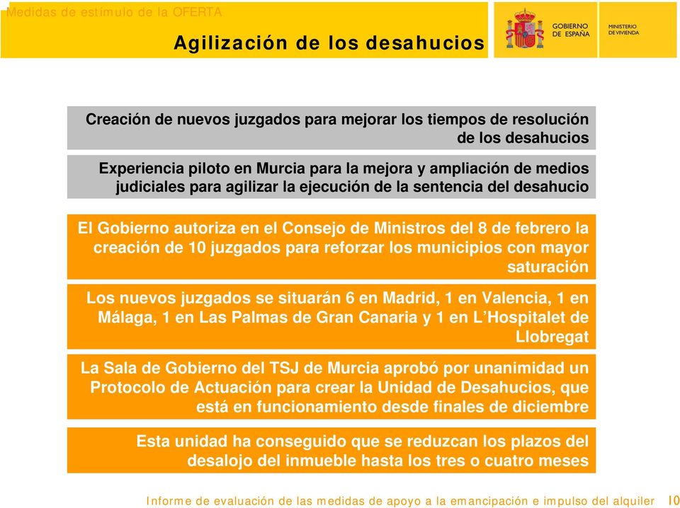 municipios con mayor saturación Los nuevos juzgados se situarán 6 en Madrid, 1 en Valencia, 1 en Málaga, 1 en Las Palmas de Gran Canaria y 1 en L Hospitalet de Llobregat La Sala de Gobierno del TSJ