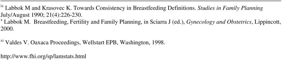 Breastfeeding, Fertility and Family Planning, in Sciarra J (ed.