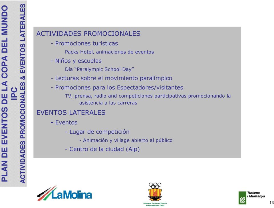 paralímpico - Promociones para los Espectadores/visitantes TV, prensa, radio and competiciones participativas promocionando la