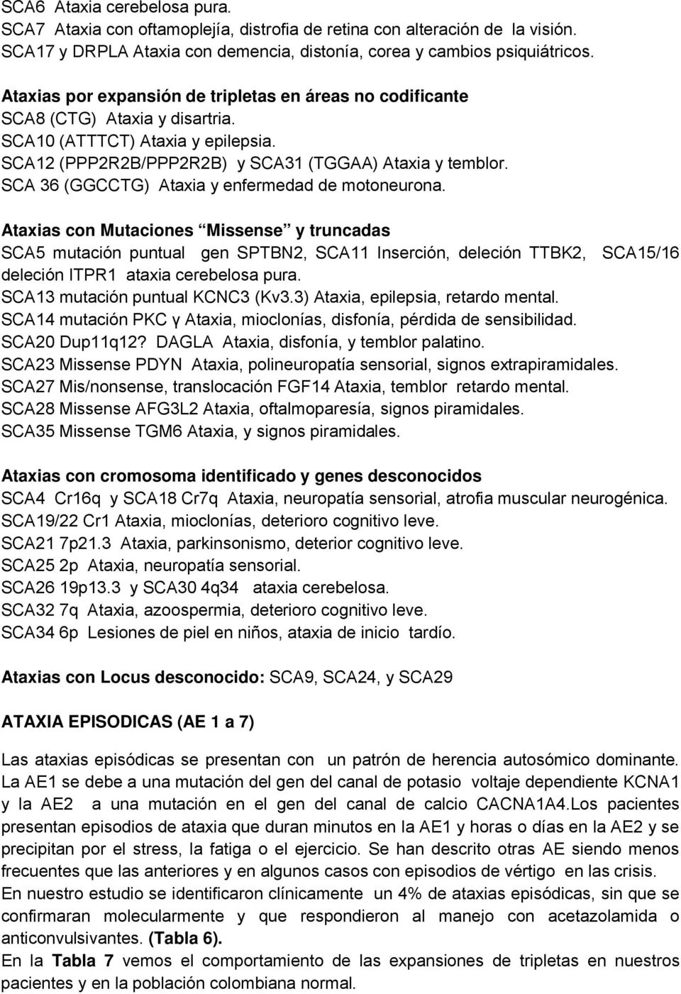 SCA 36 (GGCCTG) Ataxia y enfermedad de motoneurona.