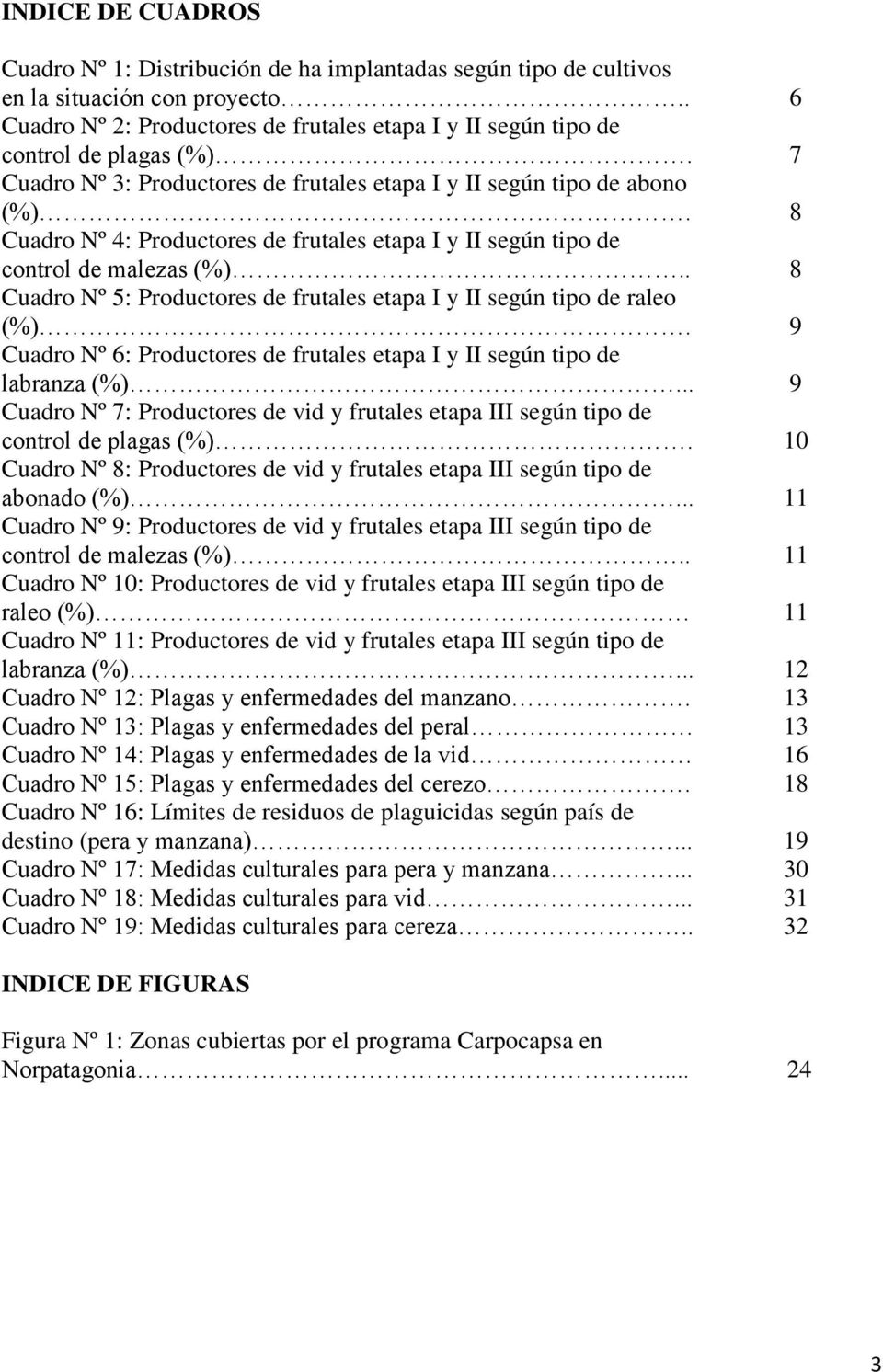 8 Cuadro Nº 4: Productores de frutales etapa I y II según tipo de control de malezas (%).. 8 Cuadro Nº 5: Productores de frutales etapa I y II según tipo de raleo (%).