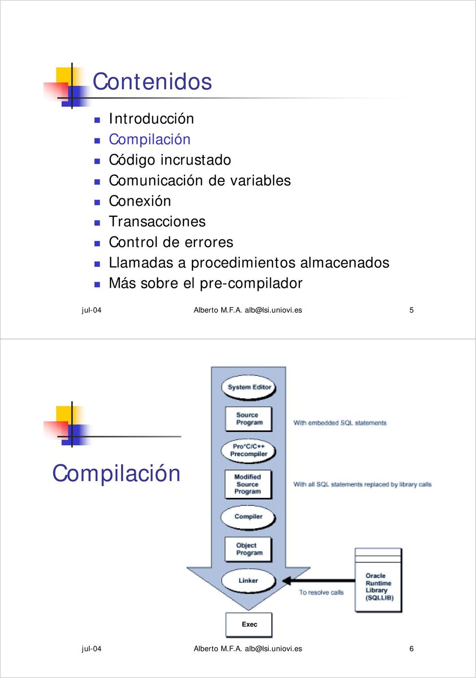 procedimientos almacenados Más sobre el pre-compilador jul-04 Alberto M.
