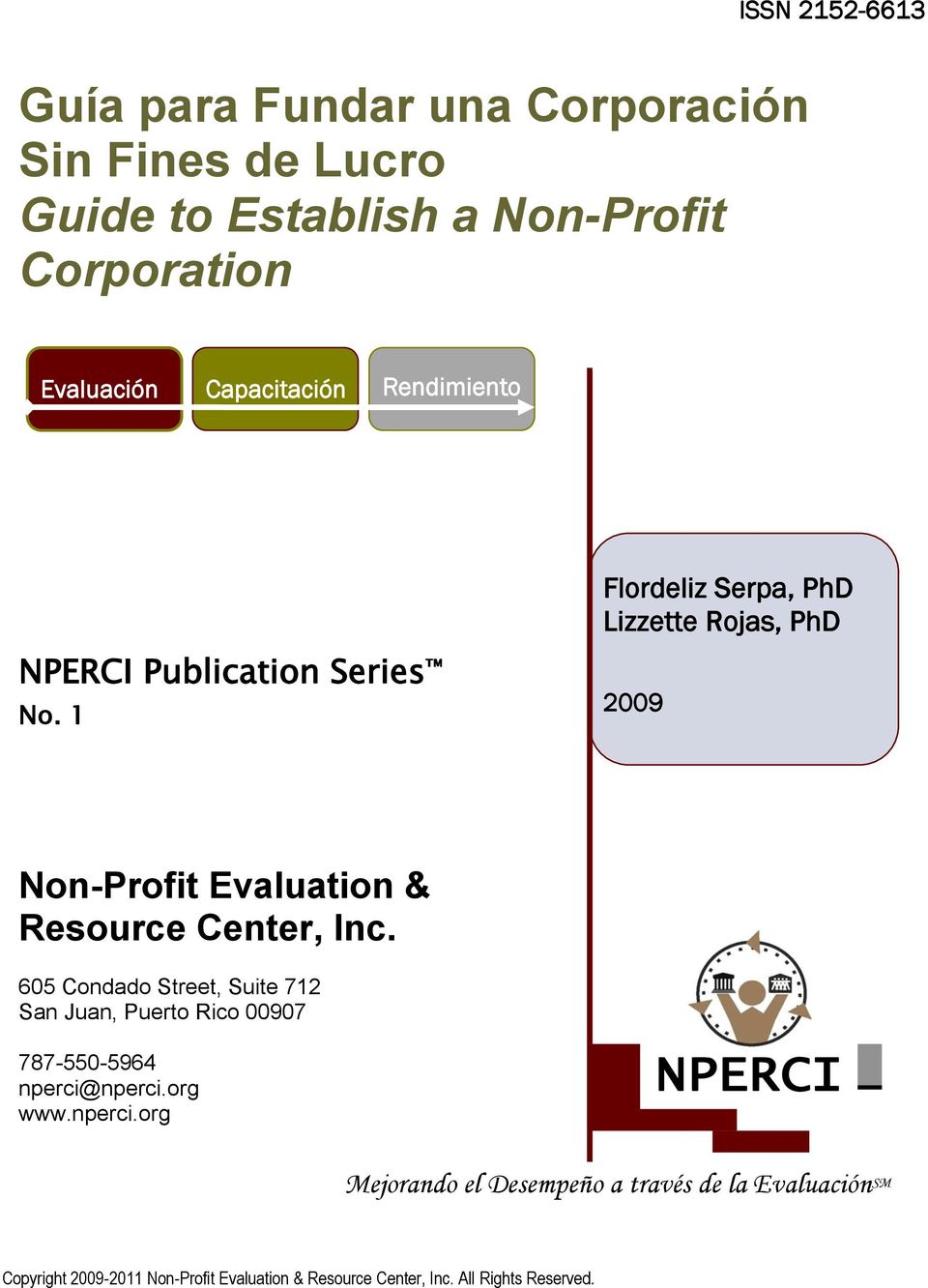 Series No. 1 2009 Non-Profit Evaluation & Resource Center, Inc.