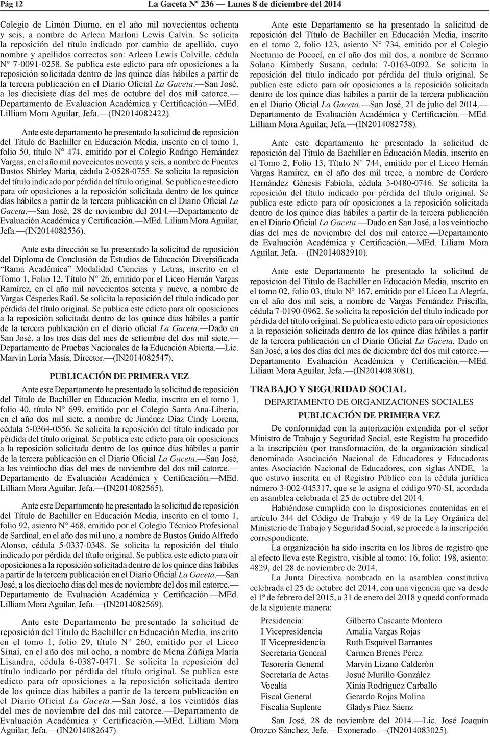 Se publica este edicto para oír oposiciones a la reposición solicitada dentro de los quince días hábiles a partir de la tercera publicación en el Diario Oficial La Gaceta.