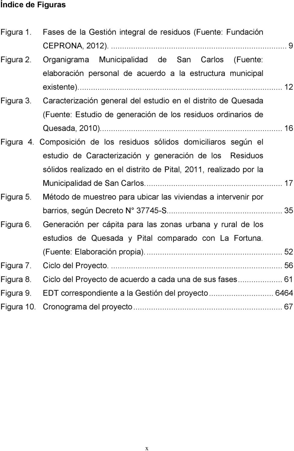 Caracterización general del estudio en el distrito de Quesada (Fuente: Estudio de generación de los residuos ordinarios de Quesada, 2010).... 16 Figura 4.