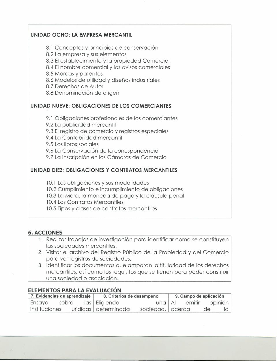 8 Denominación de origen UNIDAD NUEVE: OBLIGACIONES DE LOS COMERCIANTES 9.1 Obligaciones profesionales de los comerciantes 9.2 La publicidad mercantil 9.