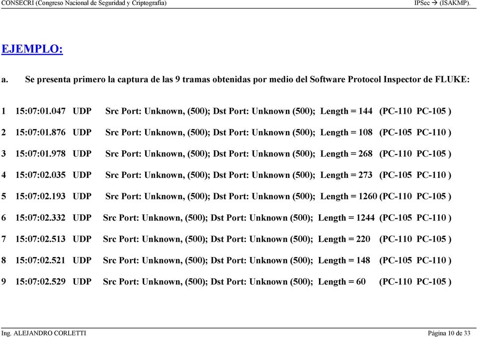 978 UDP Src Port: Unknown, (500); Dst Port: Unknown (500); Length = 268 (PC-110 PC-105 ) 4 15:07:02.035 UDP Src Port: Unknown, (500); Dst Port: Unknown (500); Length = 273 (PC-105 PC-110 ) 5 15:07:02.