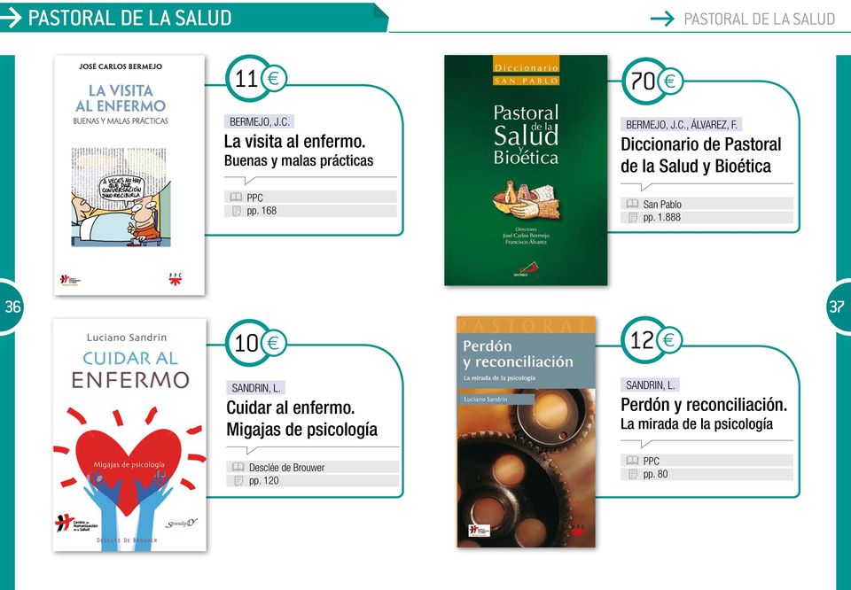. Diccionario de Pastoral de la Salud y Bioética pp. 168 San Pablo pp. 1.888 36 12 37 SANDRIN, L.