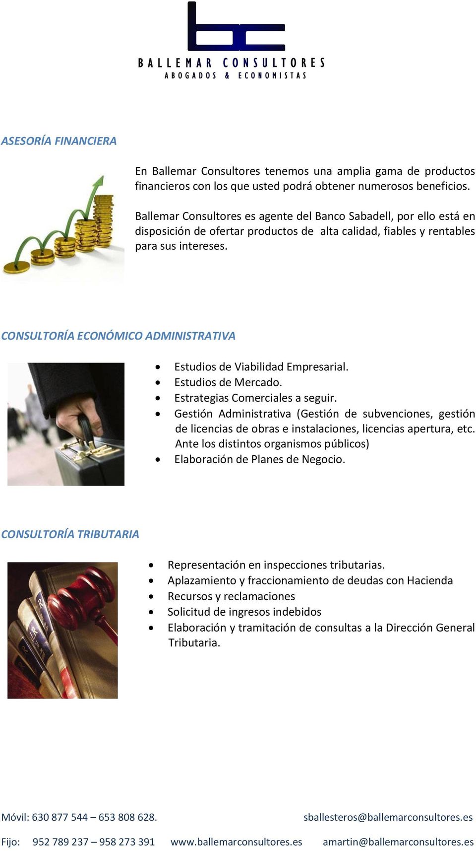 CONSULTORÍA ECONÓMICO ADMINISTRATIVA Estudios de Viabilidad Empresarial. Estudios de Mercado. Estrategias Comerciales a seguir.
