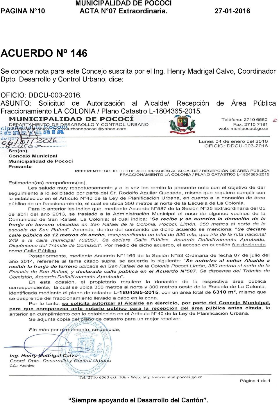 Henry Madrigal Calvo, Coordinador Dpto.