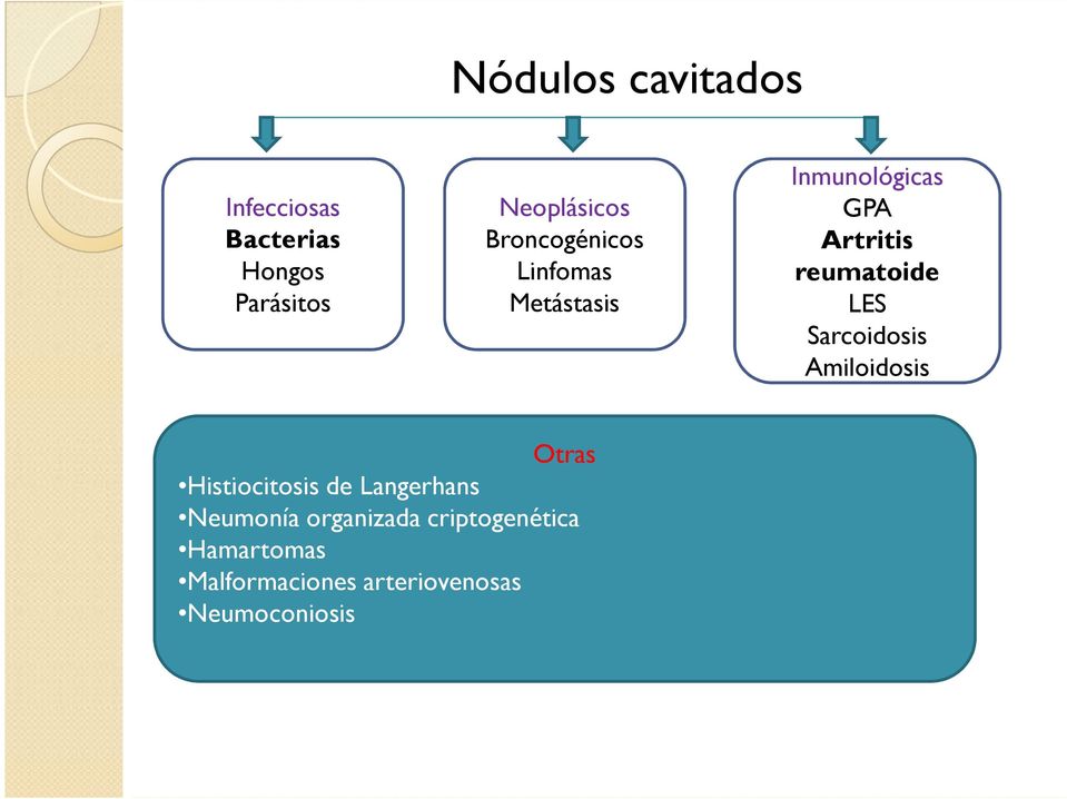 LES Sarcoidosis Amiloidosis Otras Histiocitosis de Langerhans Neumonía