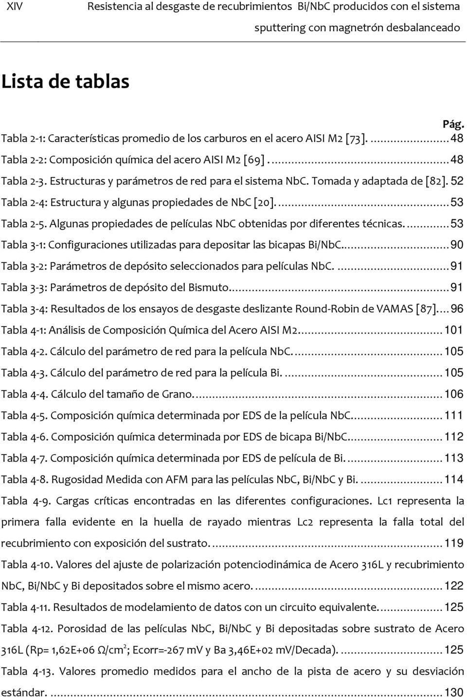 Estructuras y parámetros de red para el sistema NbC. Tomada y adaptada de [82]. 52 Tabla 2-4: Estructura y algunas propiedades de NbC [20].... 53 Tabla 2-5.