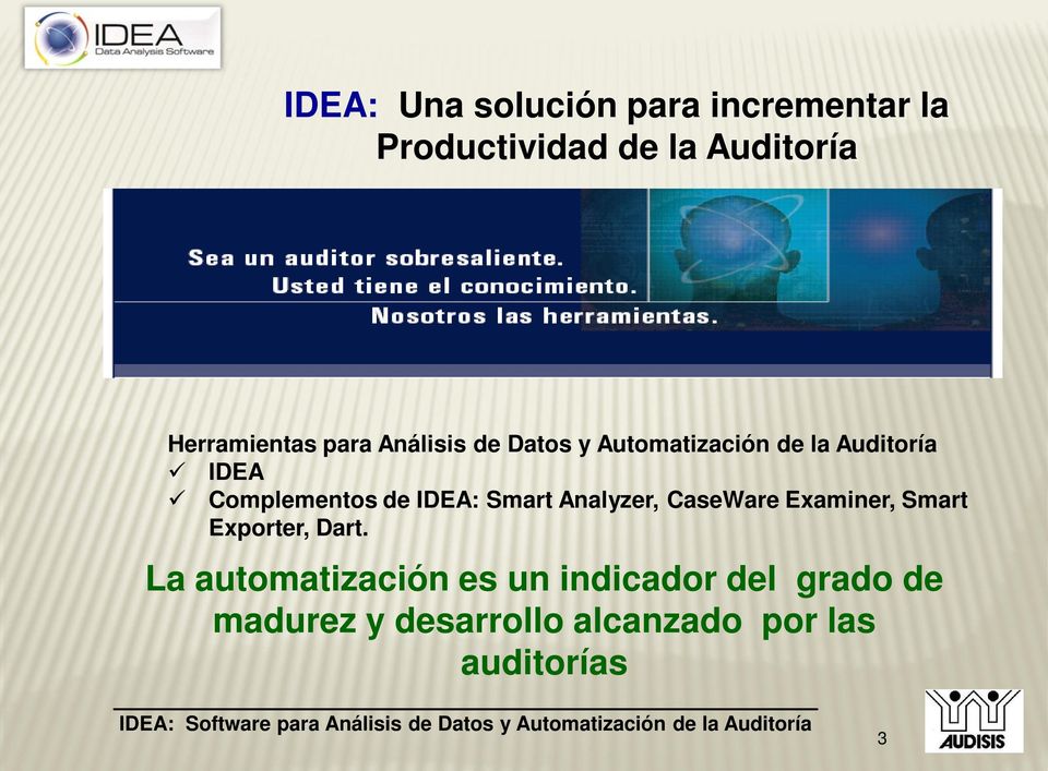 Complementos de IDEA: Smart Analyzer, CaseWare Examiner, Smart Exporter, Dart.