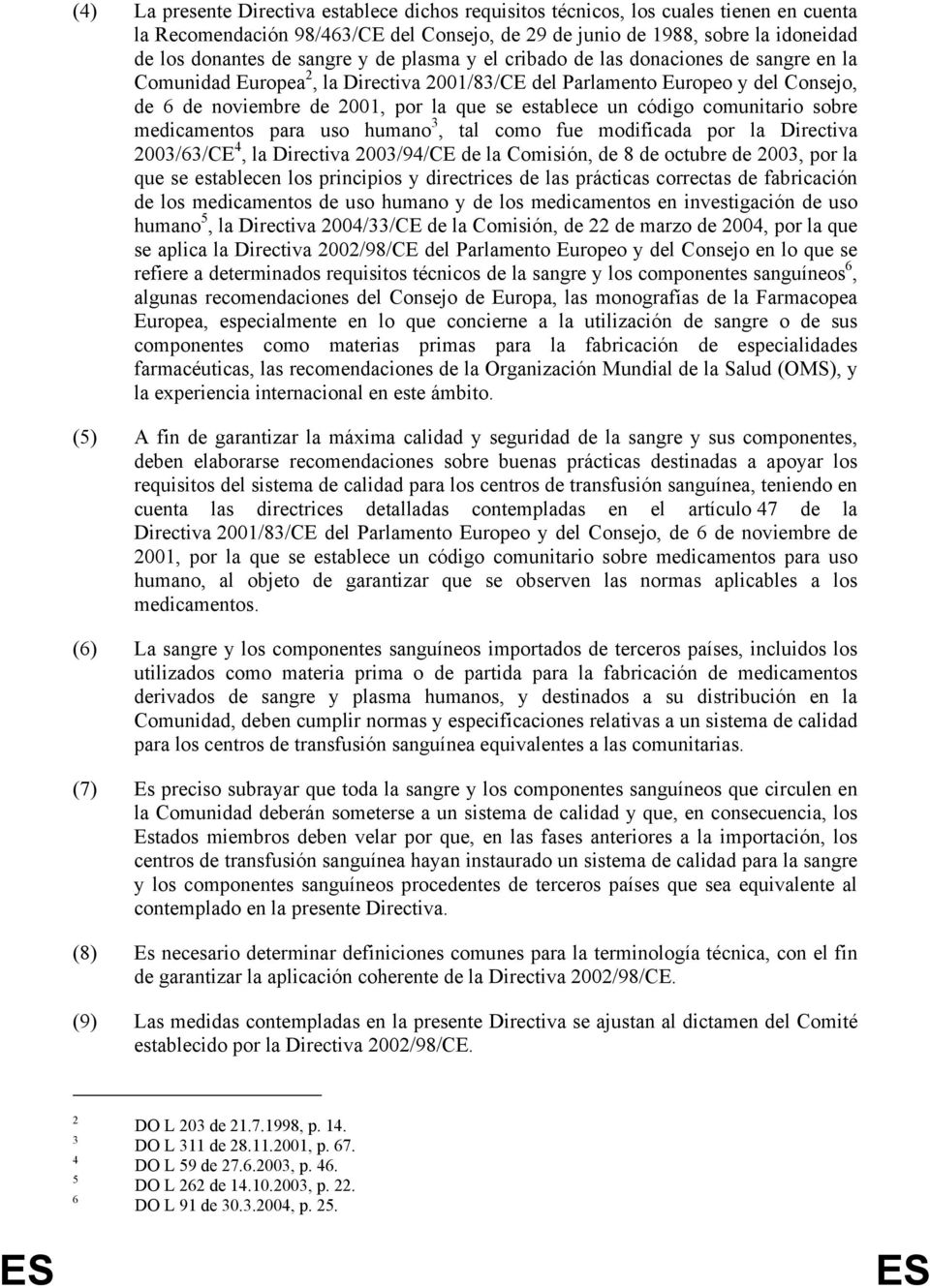 un código comunitario sobre medicamentos para uso humano 3, tal como fue modificada por la Directiva 2003/63/CE 4, la Directiva 2003/94/CE de la Comisión, de 8 de octubre de 2003, por la que se