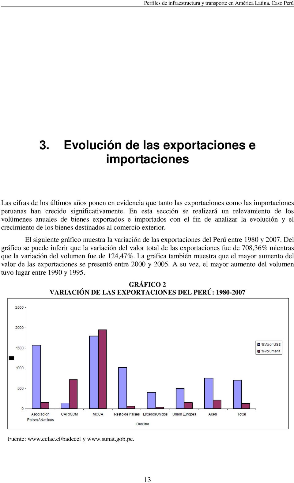 exterior. El siguiente gráfico muestra la variación de las exportaciones del Perú entre 1980 y 2007.