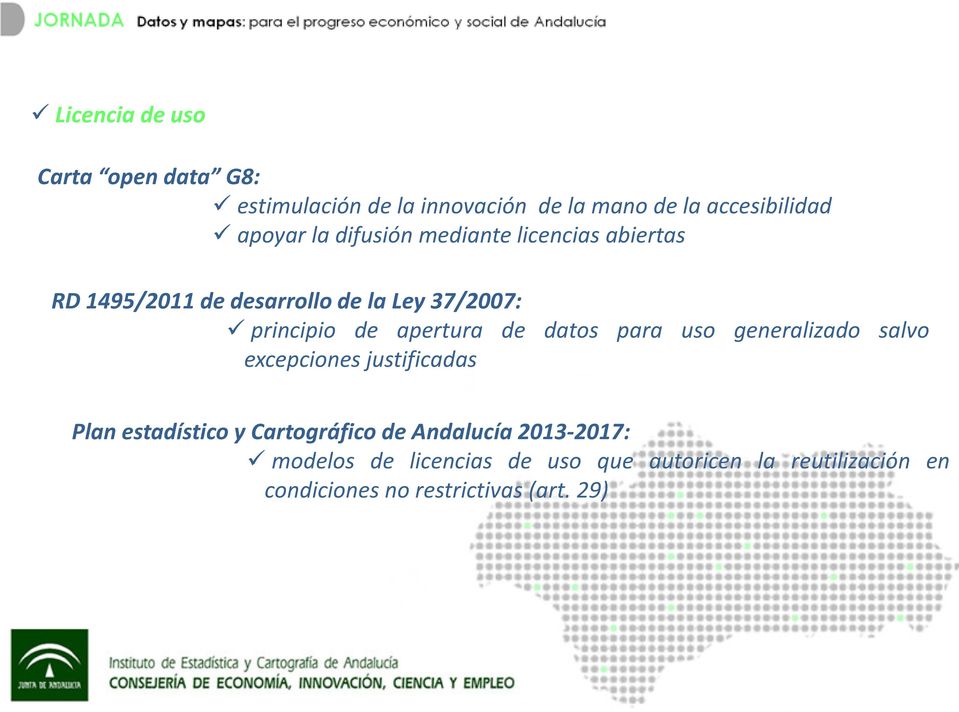 datos para uso generalizado salvo excepciones justificadas Plan estadístico y Cartográfico de Andalucía