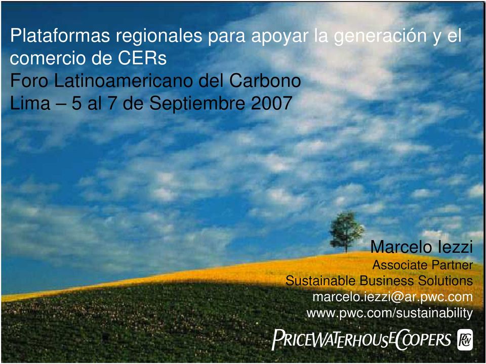 Septiembre 2007 Marcelo Iezzi Associate Partner Sustainable