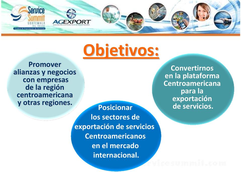 Objetivos: Posicionar los sectores de exportación de servicios