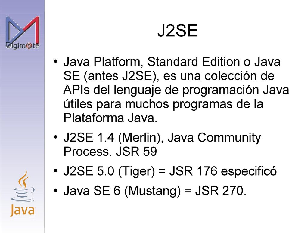 programas de la Plataforma Java. J2SE 1.