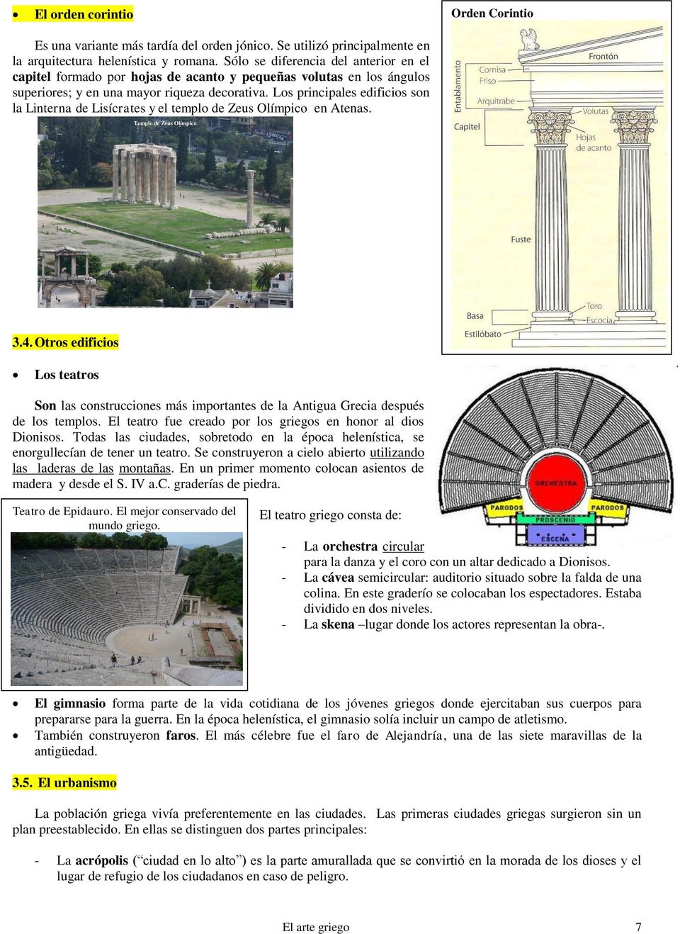 Los principales edificios son la Linterna de Lisícrates y el templo de Zeus Olímpico en Atenas. Templo de Zeus Olímpico 3.4.