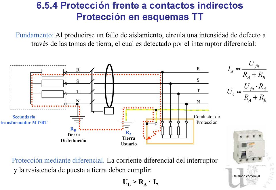 U fn + A B A B ecundario transformador M/B Conductor de Protección B ierra Distribución A ierra Usuario Protección mediante