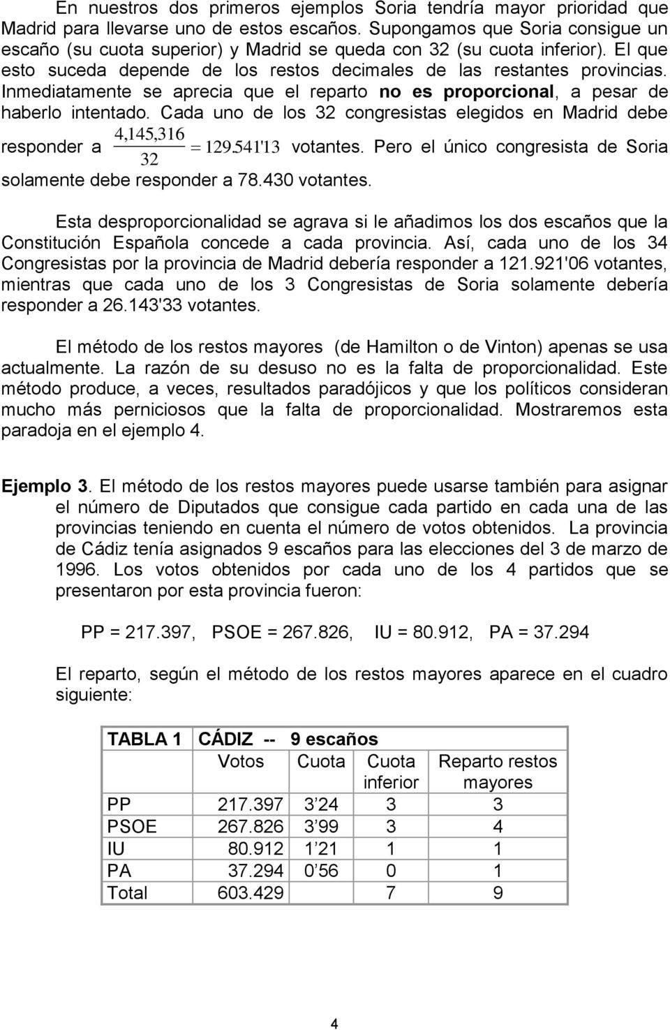 Inmediatamente se aprecia que el reparto no es proporcional, a pesar de haberlo intentado. Cada uno de los 3 congresistas elegidos en Madrid debe 4, 45, 36 responder a 9. 543 ' votantes.
