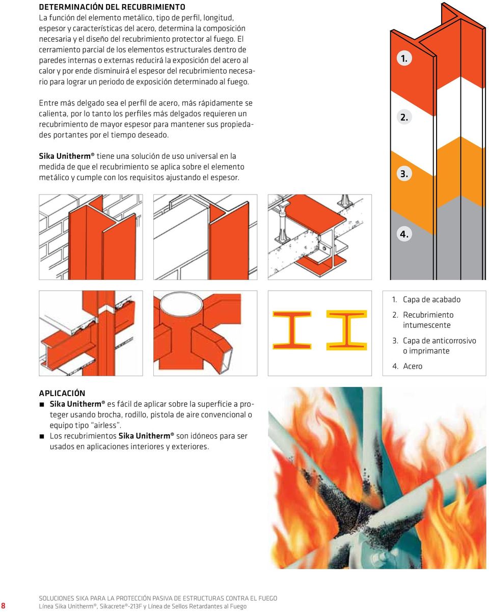 El cerramiento parcial de los elementos estructurales dentro de paredes internas o externas reducirá la exposición del acero al calor y por ende disminuirá el espesor del recubrimiento necesario para