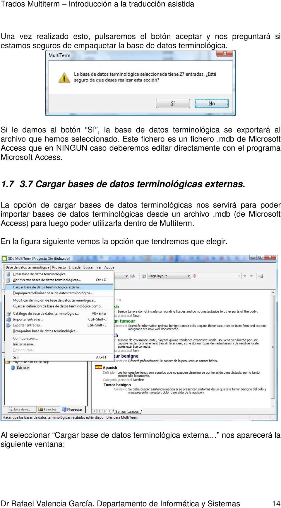 mdb de Microsoft Access que en NINGUN caso deberemos editar directamente con el programa Microsoft Access. 1.7 3.7 Cargar bases de datos terminológicas externas.